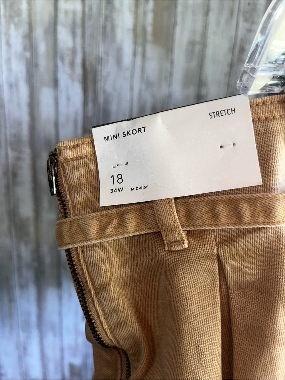 NWT American Eagle Pleated Mini Skort Tan Tie Waist Stretch Size 18 - Picture 6 of 7